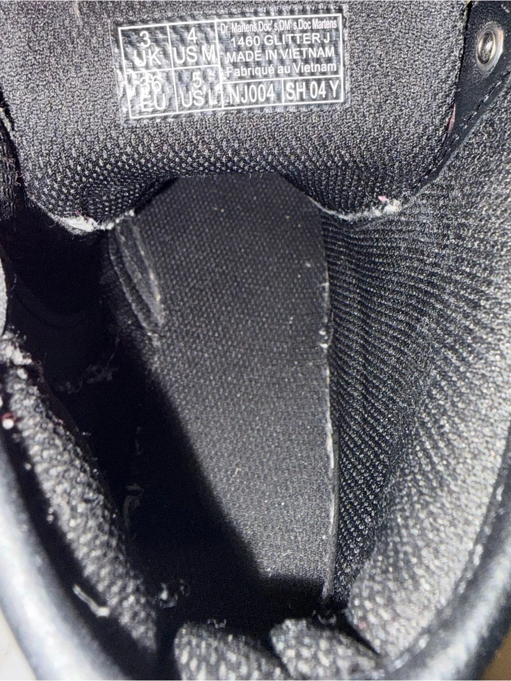 Dr. Martens Black Glitter Lace-Up Combat Boots